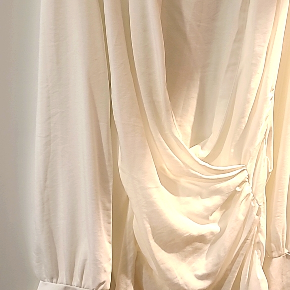 Naha Draped Sexy Mini Shirt Wrap Ruched Mini Dress - Picture 1 of 6